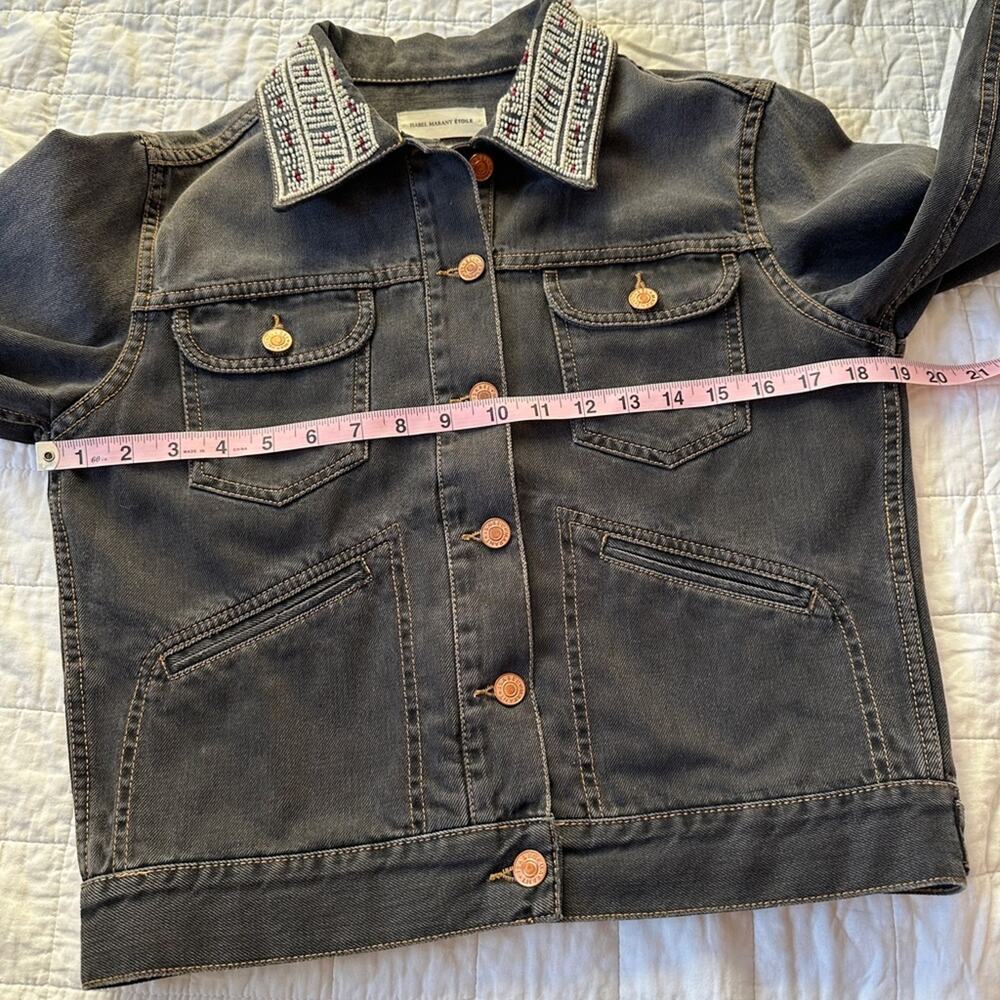 Isabel Marant Denim Jean Jacket Beaded Black Grey - Picture 5 of 10